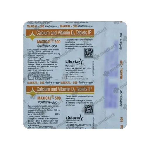 maxical 500mg tablet 15's